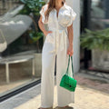 Summer Women's Fashion Short Sleeve Flare leg Jumpsuit