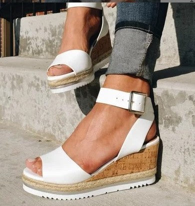 Wedge Heel Women's Sandals with Buckle (Multi Colors)