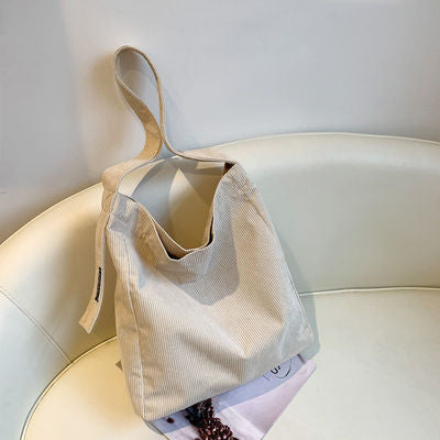 Corduroy Bucket Bag for Students and Young Adults