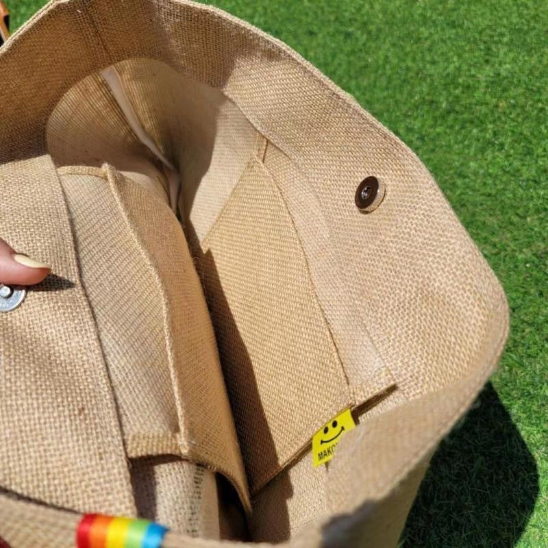 Large Cotton and Linen Smiley Bag for Women