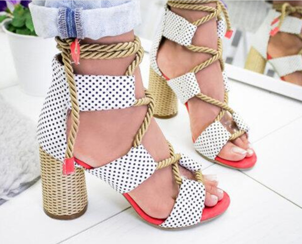 Color Block Chunky Heel Sandals (multi colors)