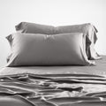 Olive + Crate Tencel Eucalyptus Cooling Pillow Cases for Hot Sleepers - Moisture Wicking Temperature Regulating Queen Size Silk Pillowcase - Smooth Sateen Weave (2 Pack) - Mid Gray (30" x 20")