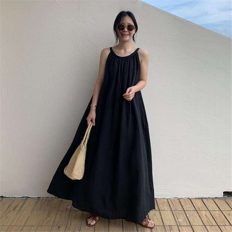 Plus Size Loose Long Cotton Linen Dress for Women