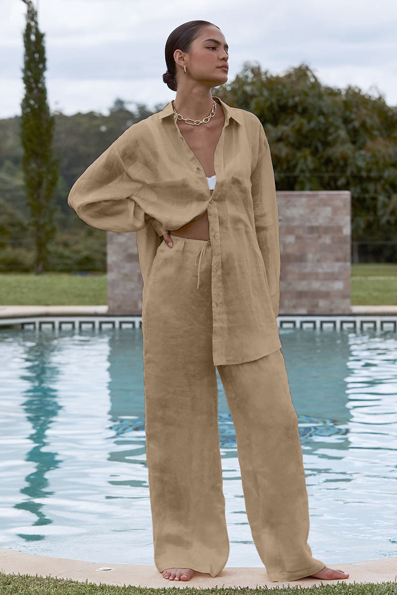 2023 Summer Cotton-Linen Two-Piece Women's Set