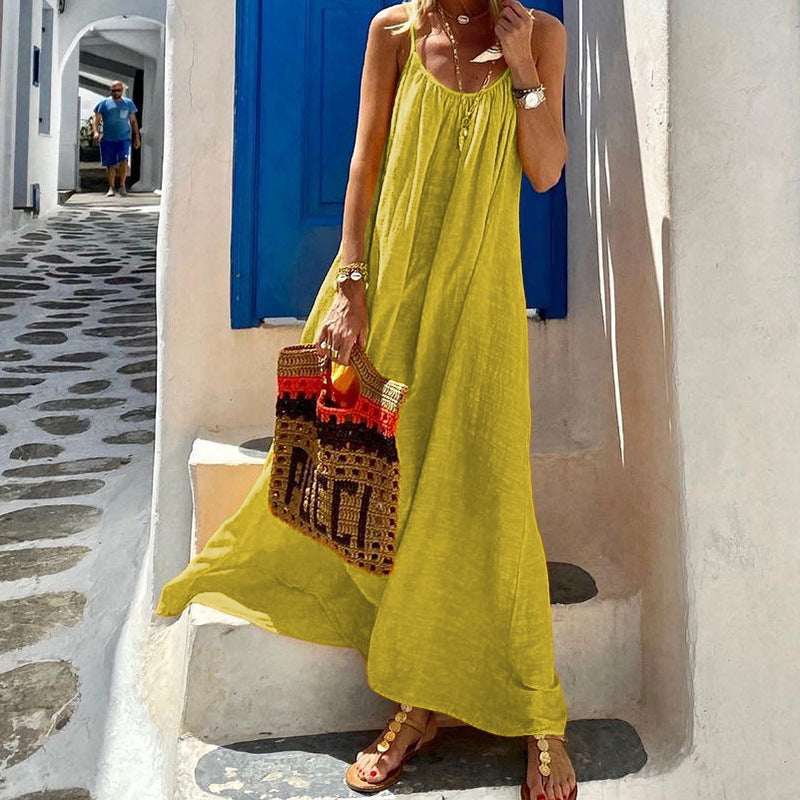 Halter Cotton and Linen Dress for Women (multi colors)