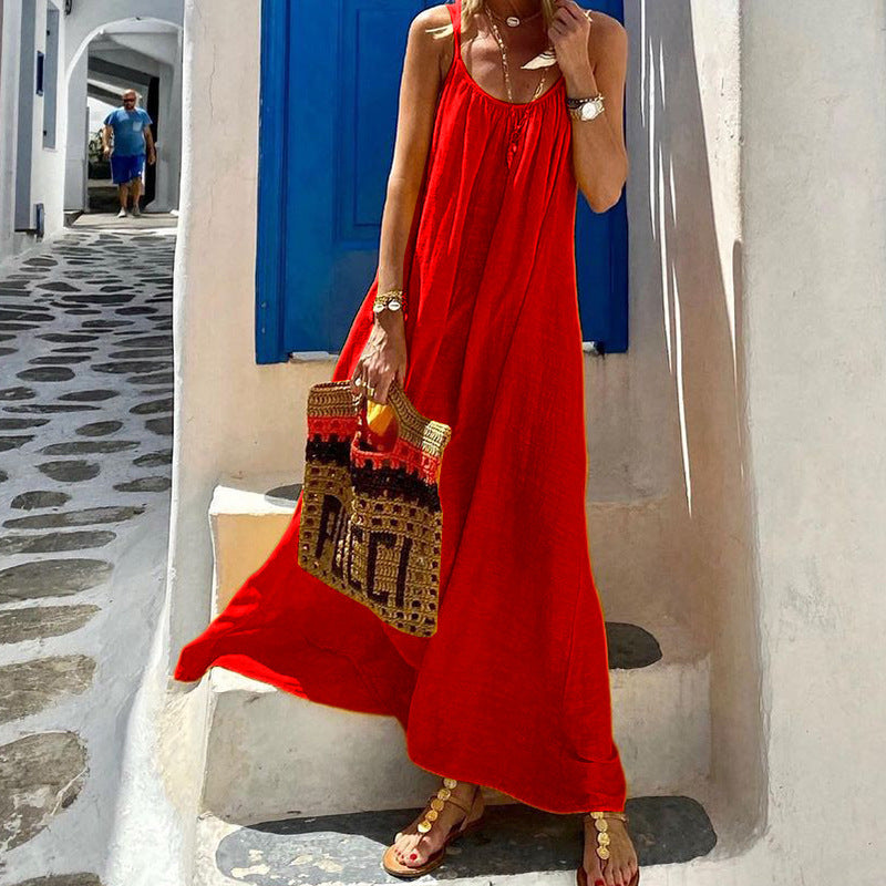 Halter Cotton and Linen Dress for Women (multi colors)