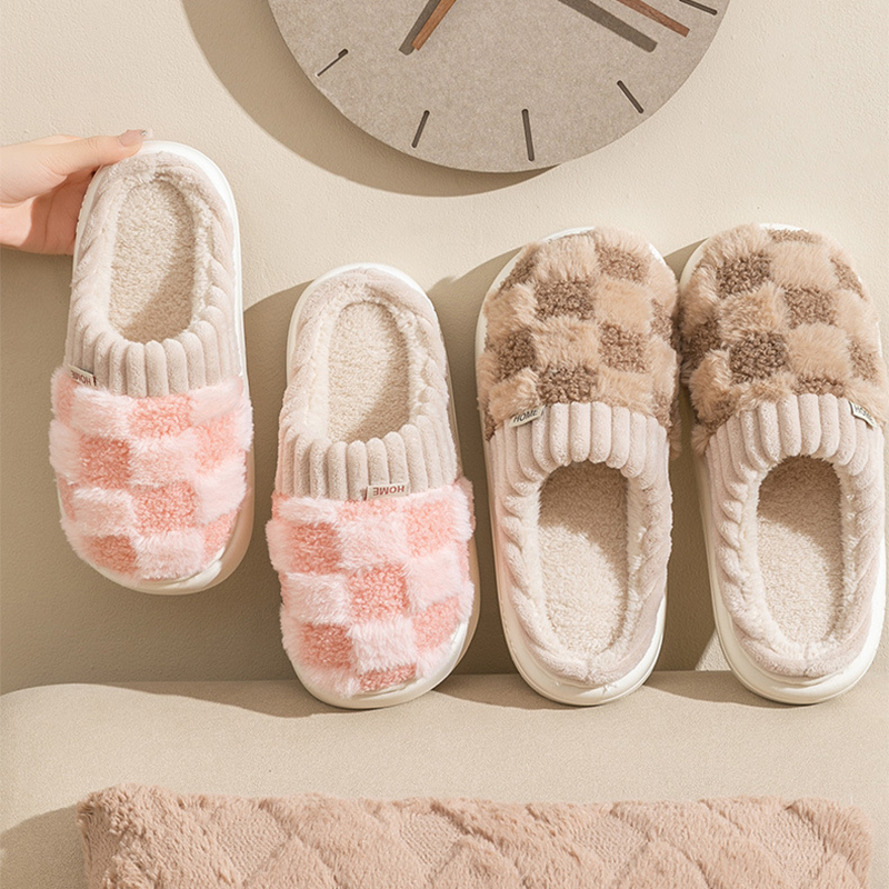 Light Checkerboard Slippers Super Comfy