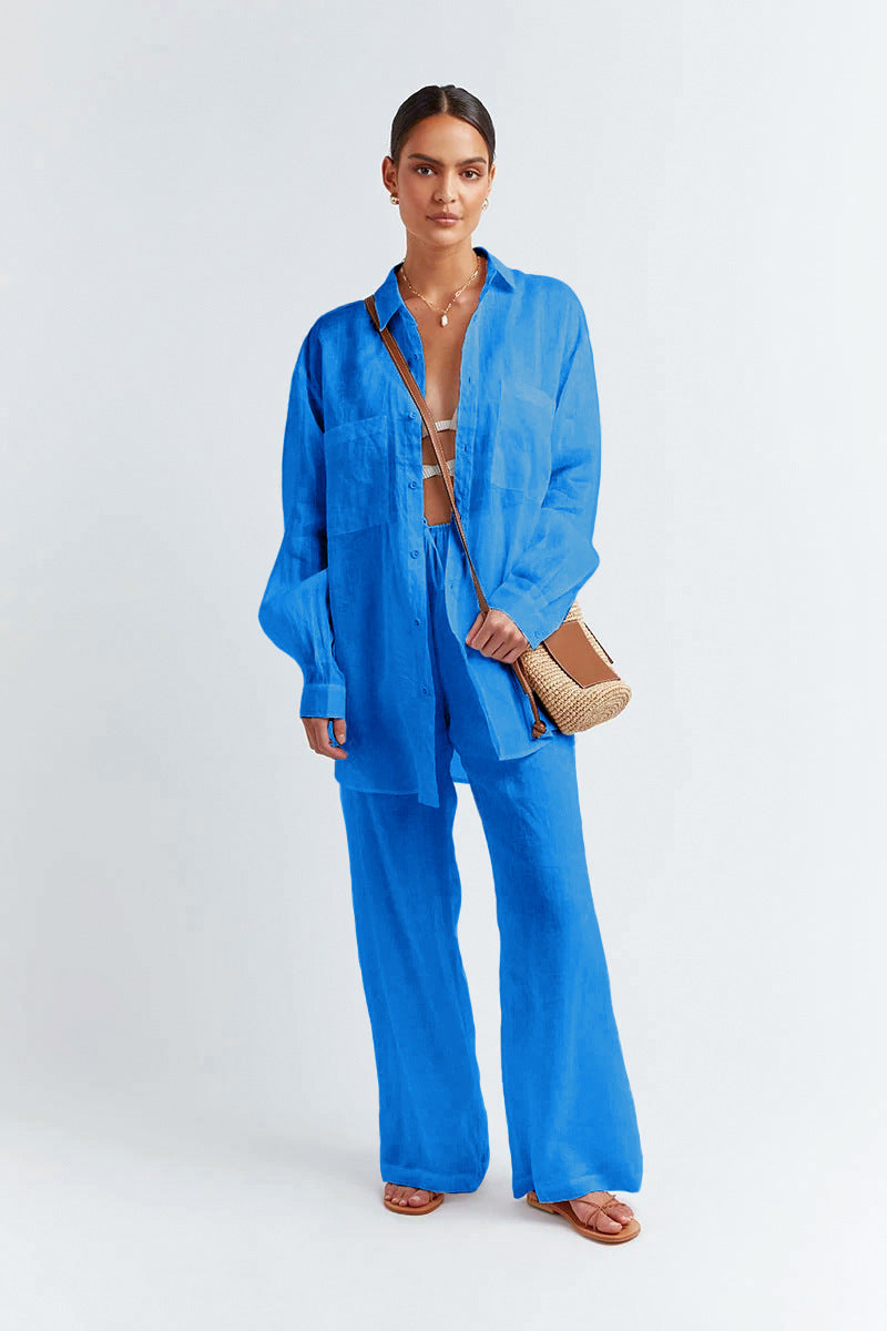 2023 Summer Cotton-Linen Two-Piece Women's Set