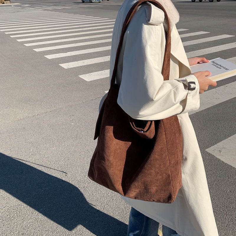 Corduroy Bucket Bag for Students and Young Adults