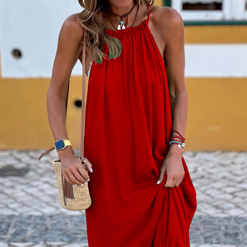 Solid Color Sleeveless Halter Dress for Women (multi colors)