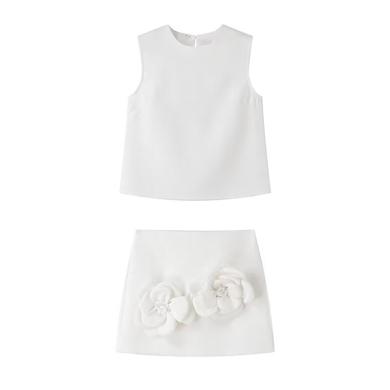 Women's Summer Fashion Set: Sleeveless Top & Floral Skirt