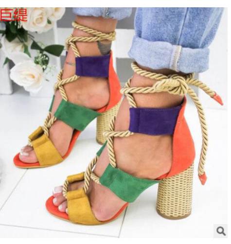 Color Block Chunky Heel Sandals (multi colors)