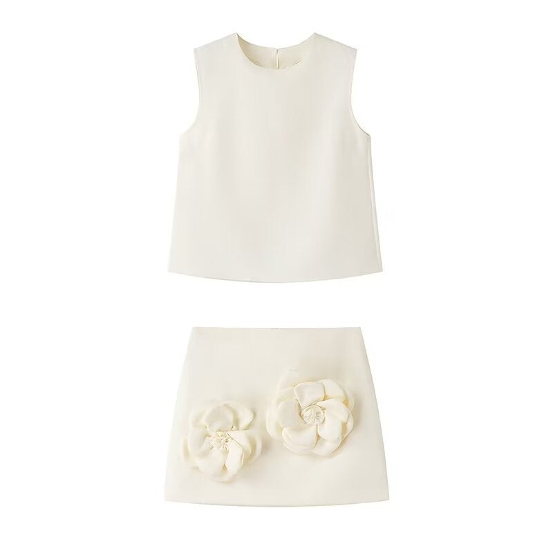Women's Summer Fashion Set: Sleeveless Top & Floral Skirt