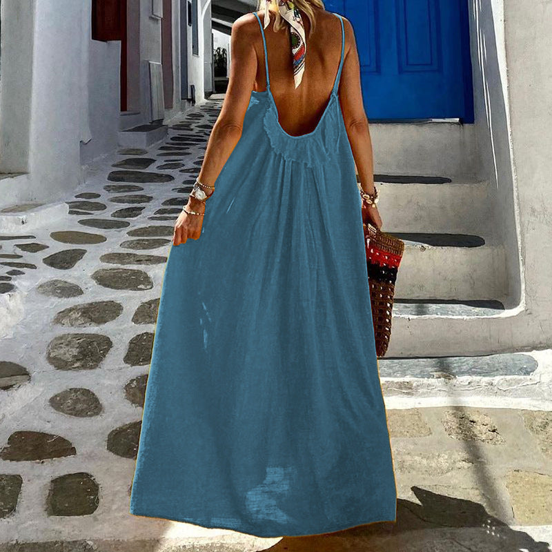 Halter Cotton and Linen Dress for Women (multi colors)