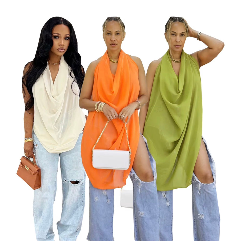 The Olive Cascade Drape Top