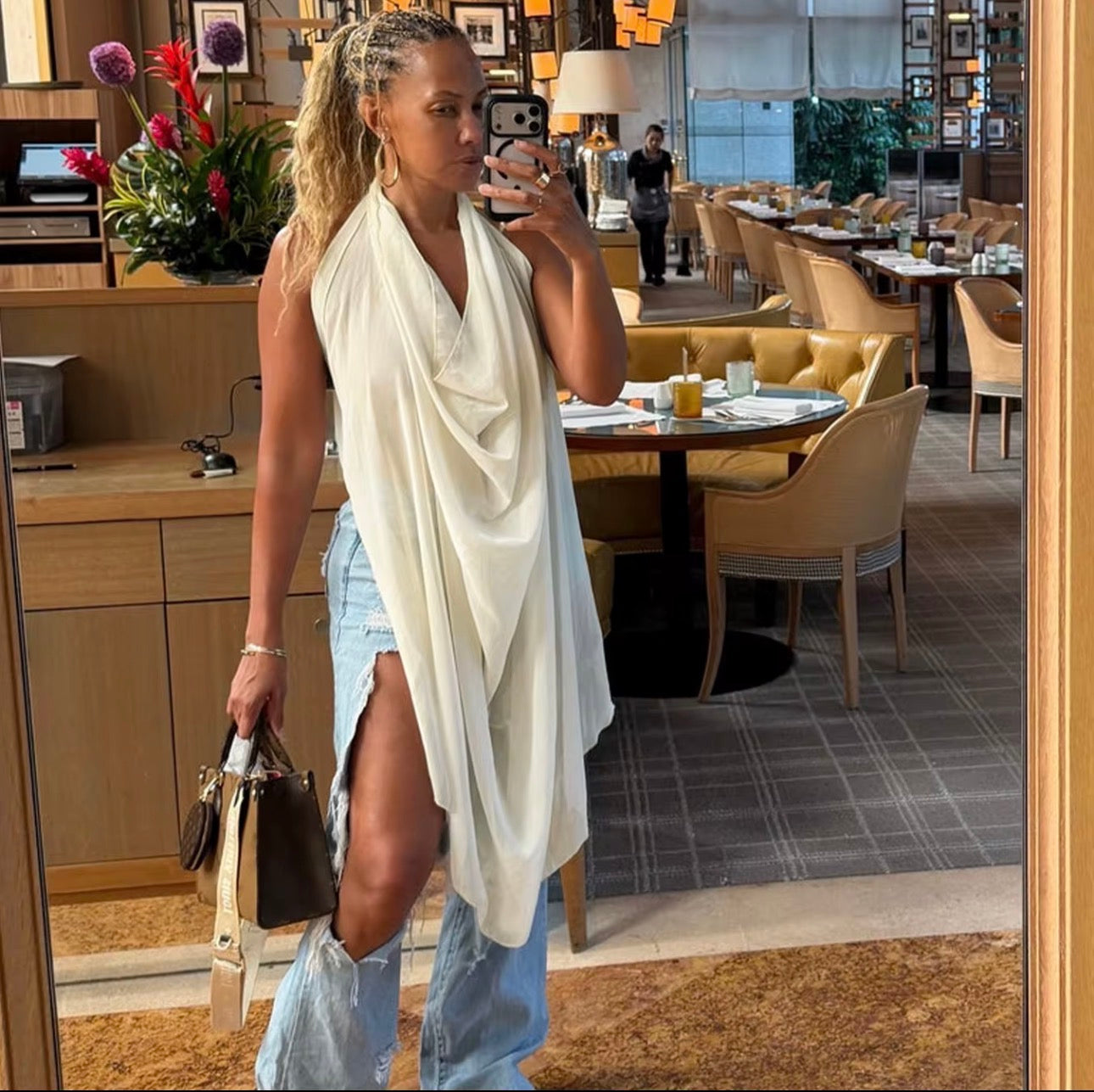 The Olive Cascade Drape Top