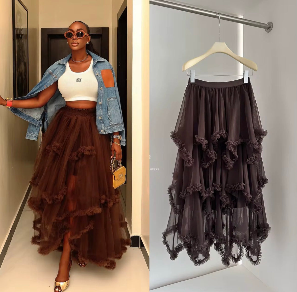 The Élise Ruffle Tulle Maxi Skirt