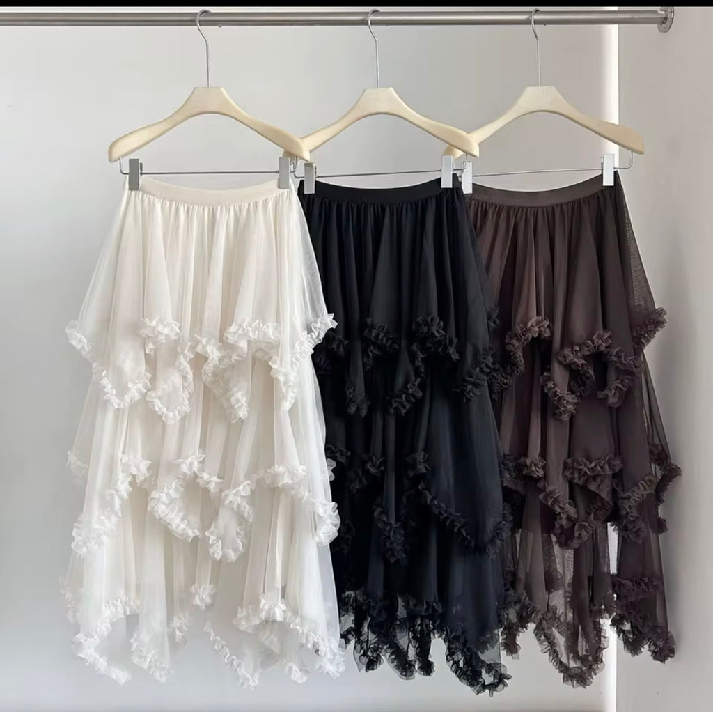 The Élise Ruffle Tulle Maxi Skirt