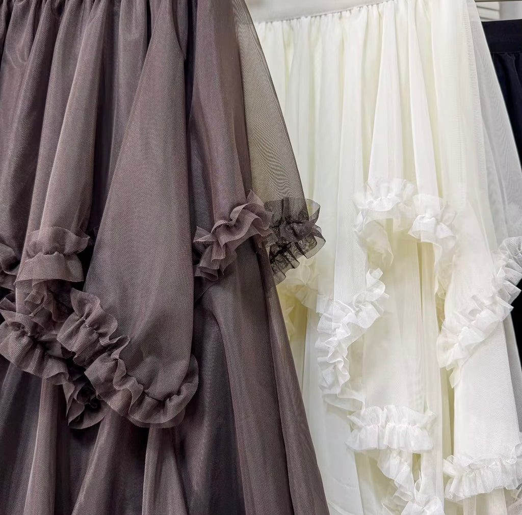 The Élise Ruffle Tulle Maxi Skirt