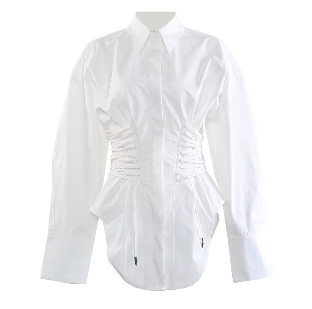 The Sculpted Waist Corset Shirt.