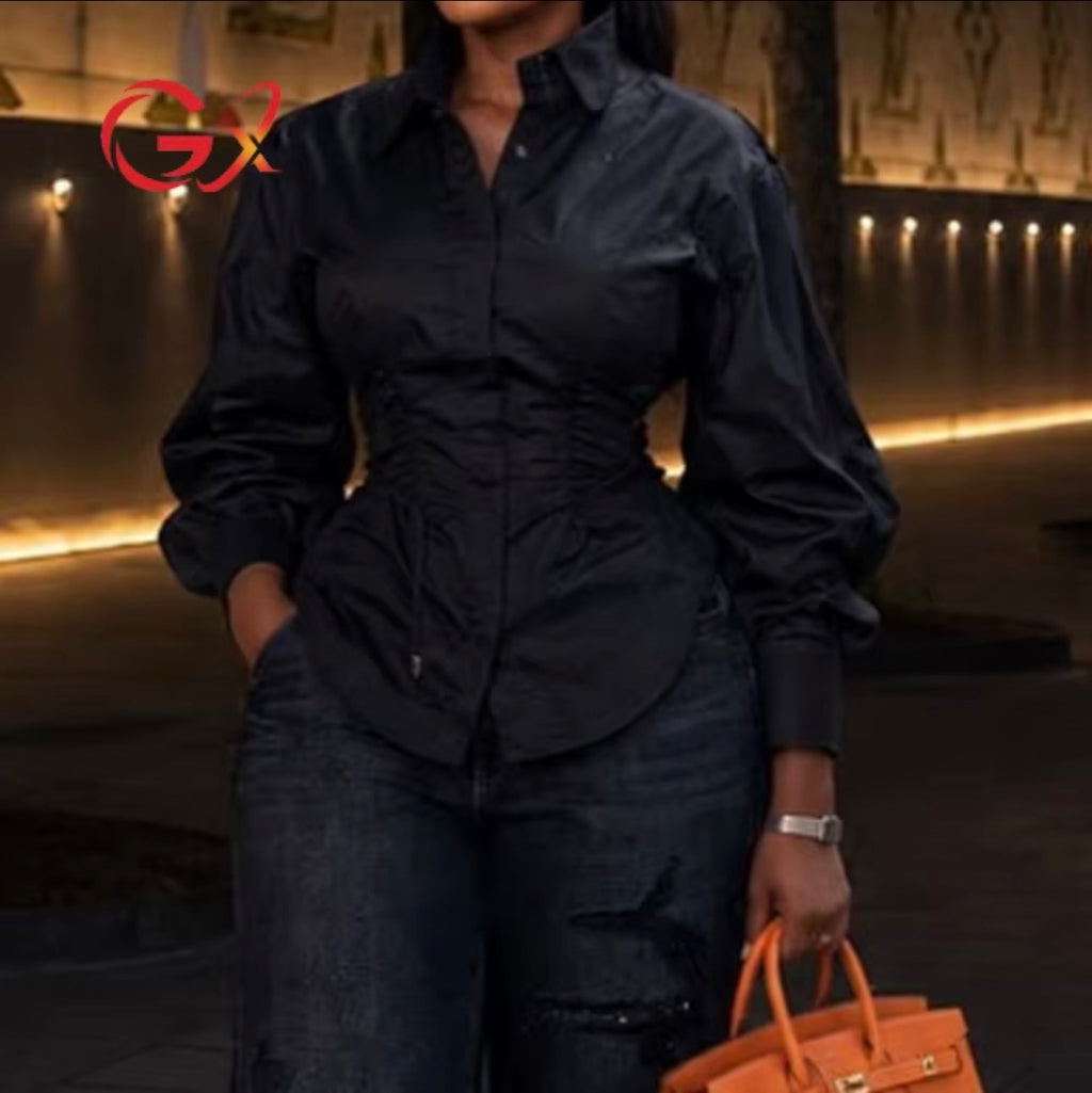 The Sculpted Waist Corset Shirt.