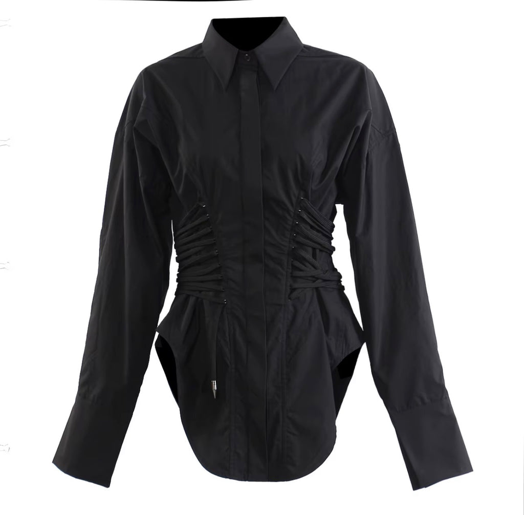 The Sculpted Waist Corset Shirt.