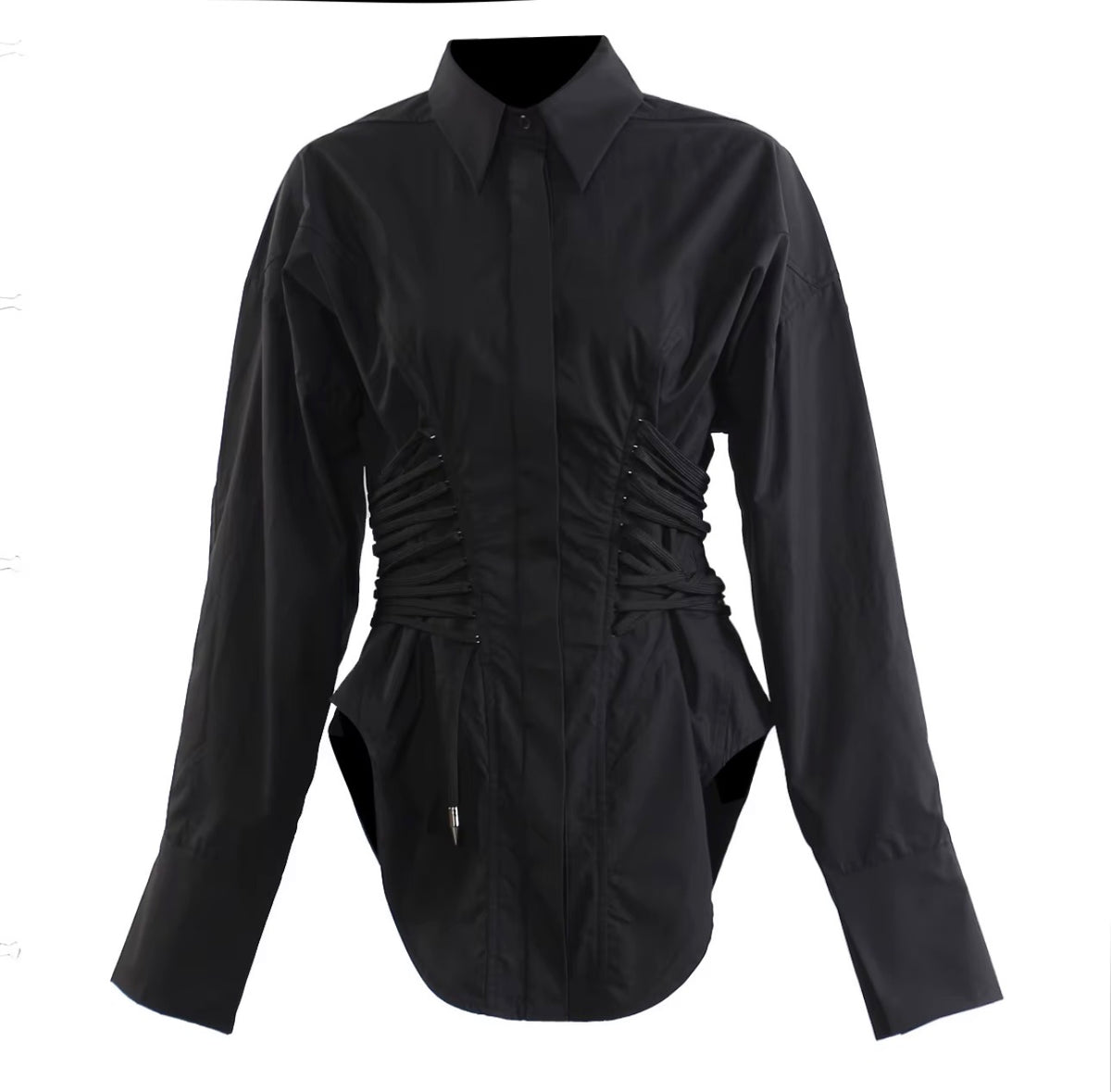 The Sculpted Waist Corset Shirt.