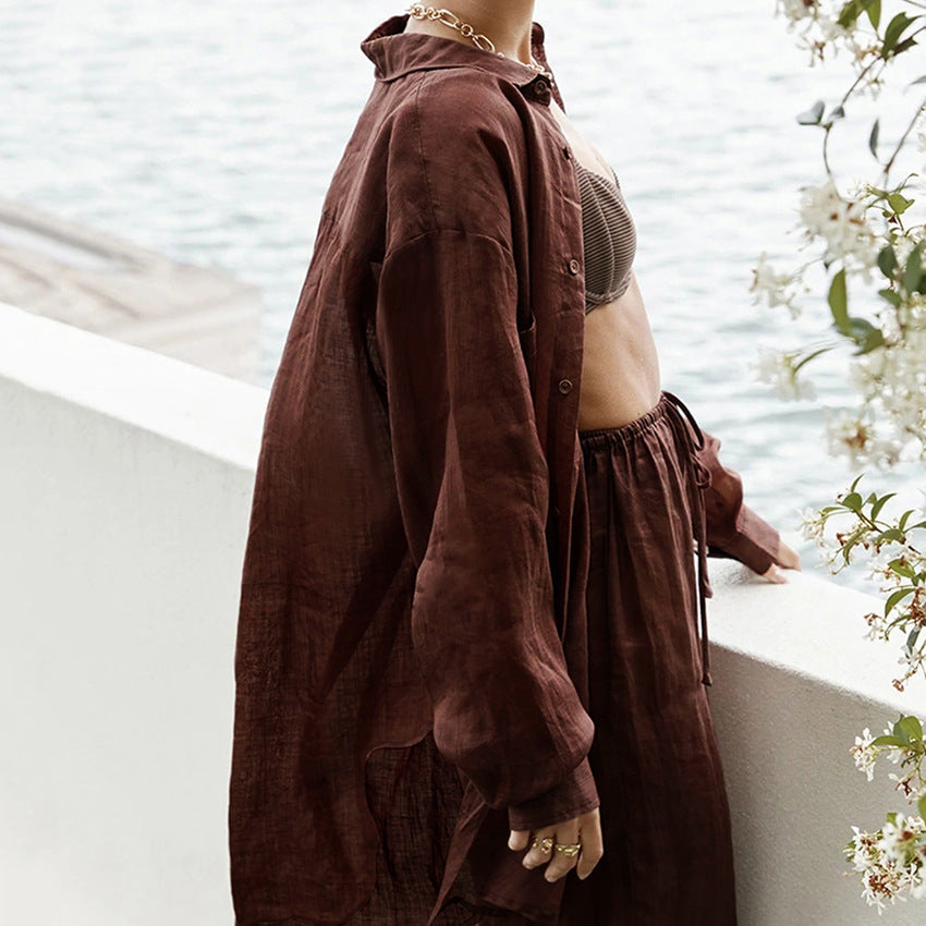 2023 Summer Cotton-Linen Two-Piece Women's Set