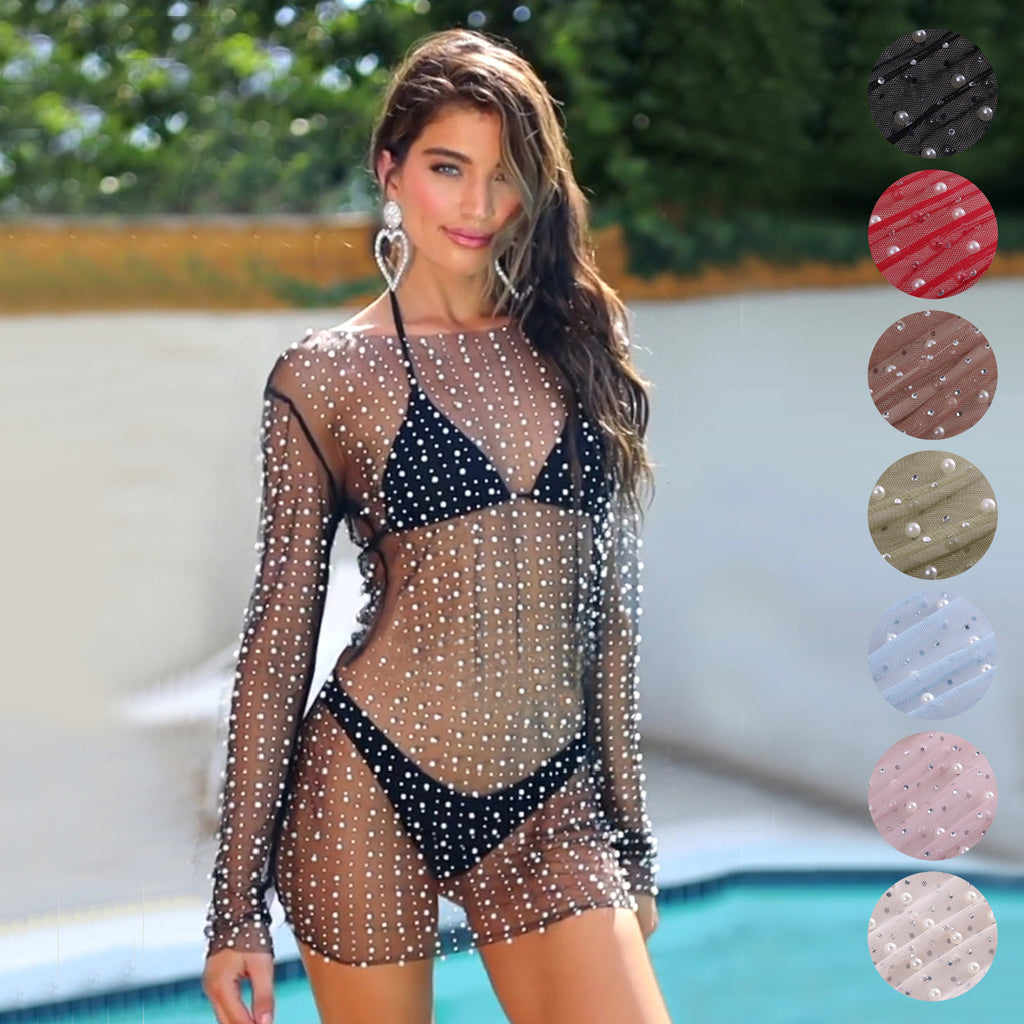 Spring/Summer Women's Fashion Sheer Pearl Beach Dress(multi colors) Available