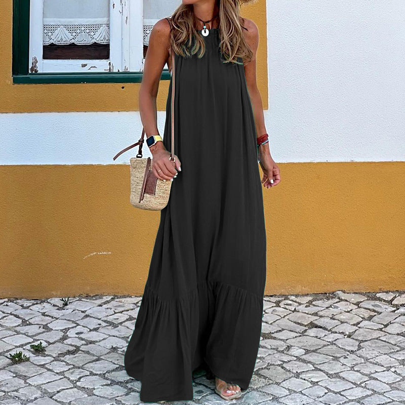Solid Color Sleeveless Halter Dress for Women (multi colors)