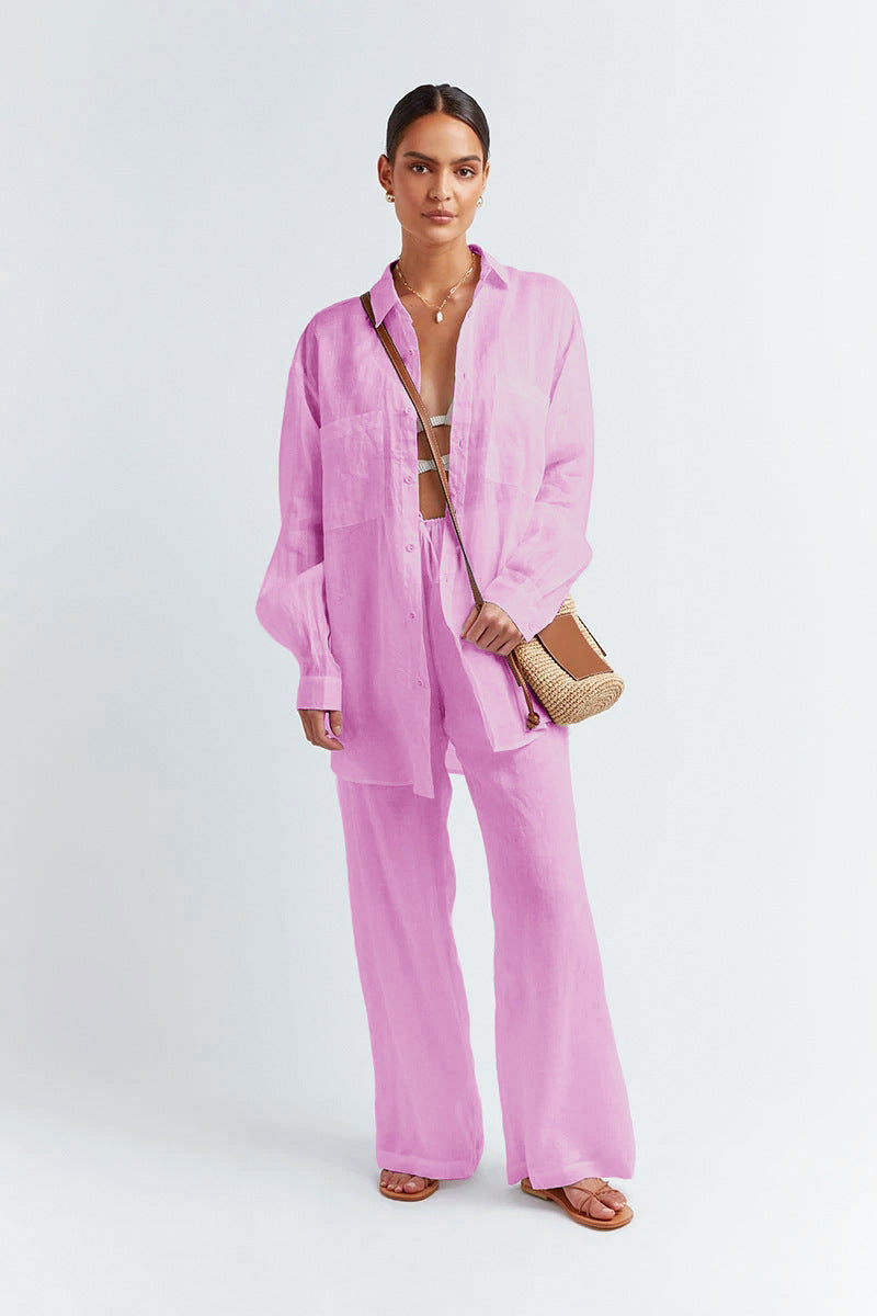 2023 Summer Cotton-Linen Two-Piece Women's Set