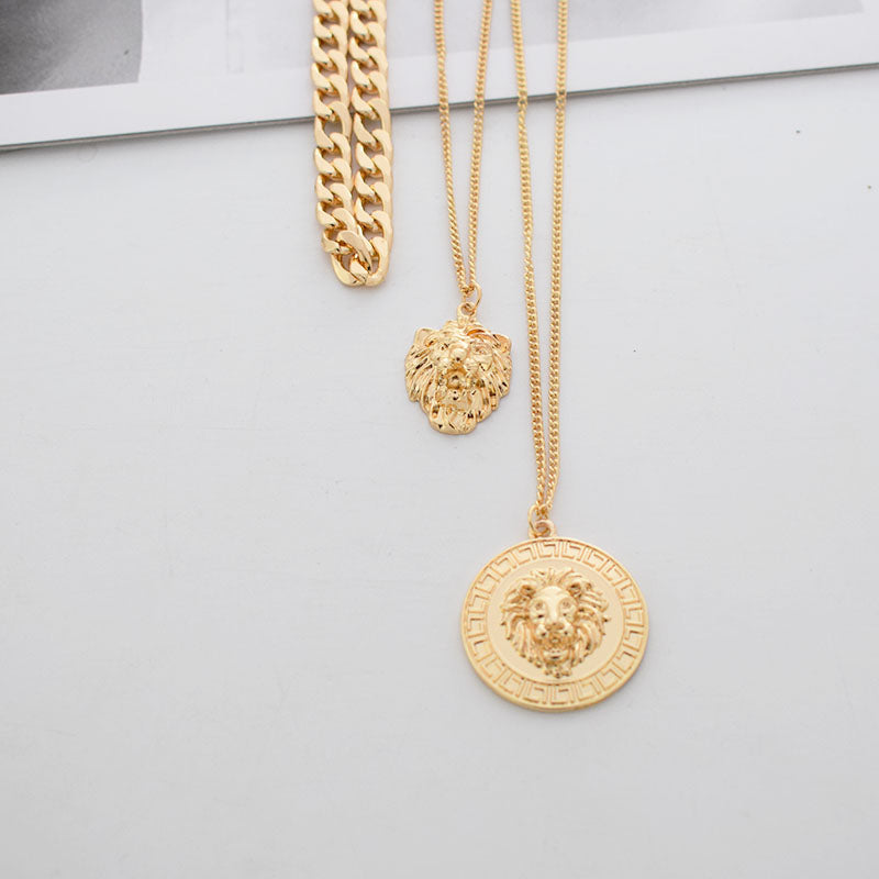 Trendy Layered Lion Head Necklace for Women
