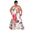 Plus Size Women's Fashion Printed Halter Maxi Dress (multi colors)