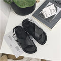 Thick Sole Sandals, Preppy Style Cross Roman Sandals