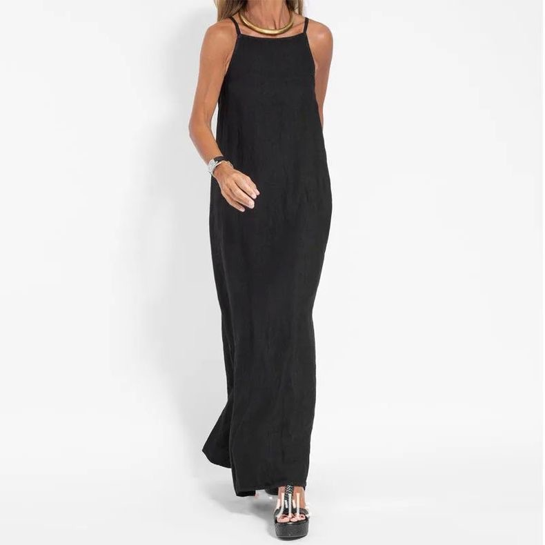 Casual Cotton & Linen Split Sling Dress for Women