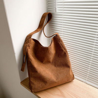 Corduroy Bucket Bag for Students and Young Adults