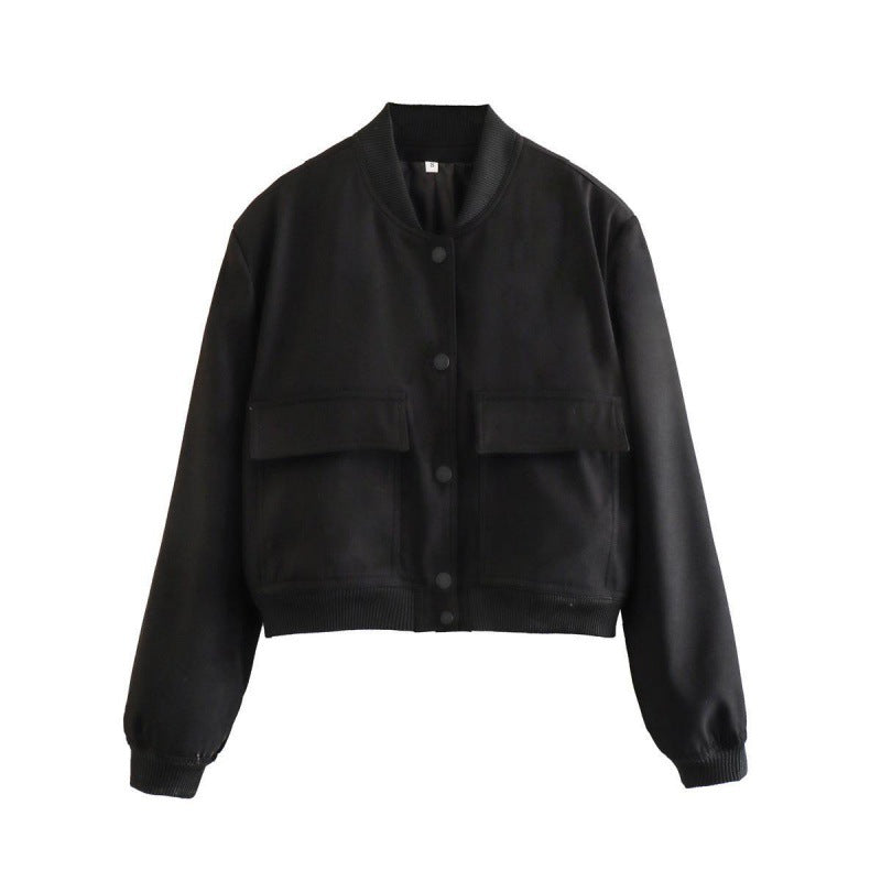 Summer Women's Fashion Light Crop Jacket with Pockets