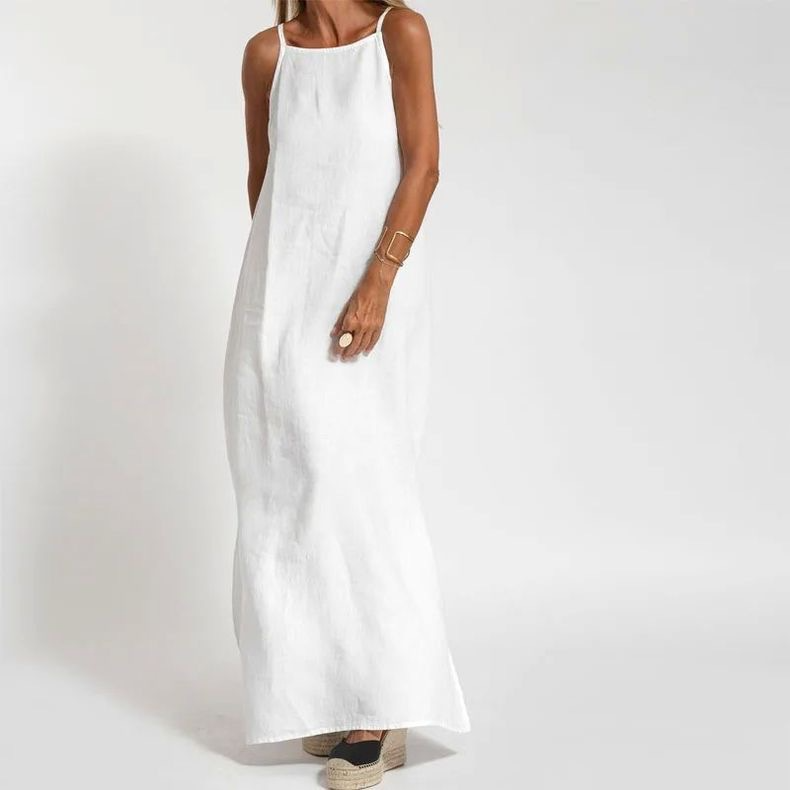 Casual Cotton & Linen Split Sling Dress for Women