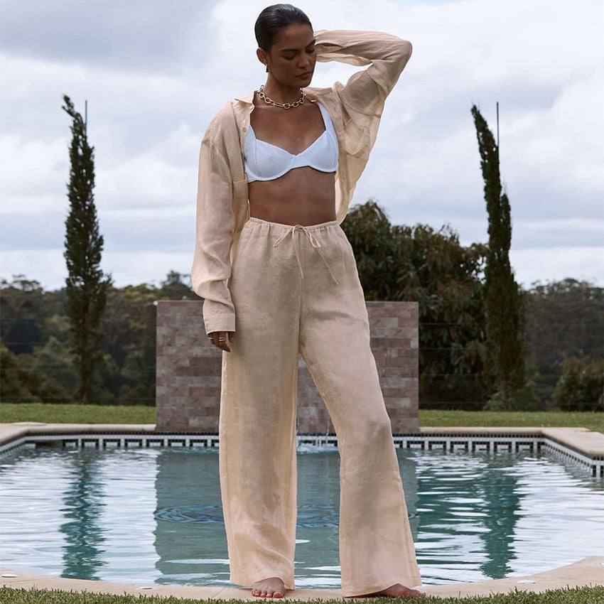 2023 Summer Cotton-Linen Two-Piece Women's Set