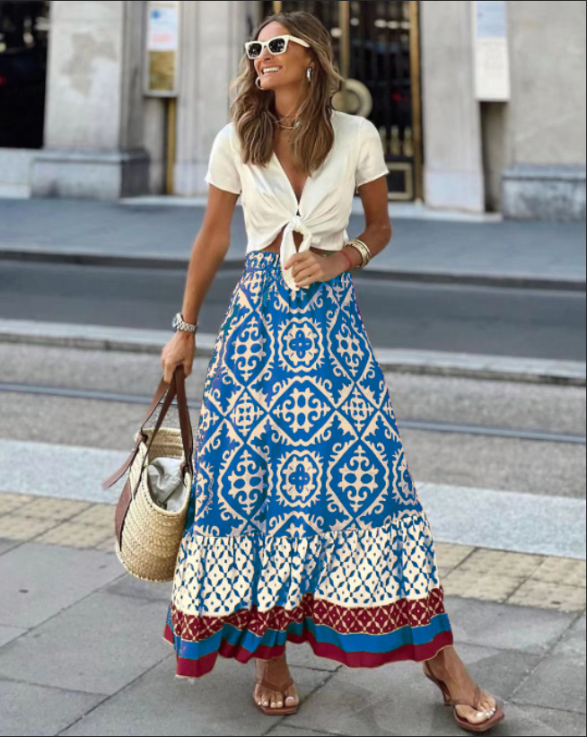 Printed Summer Swing Flow Skirts