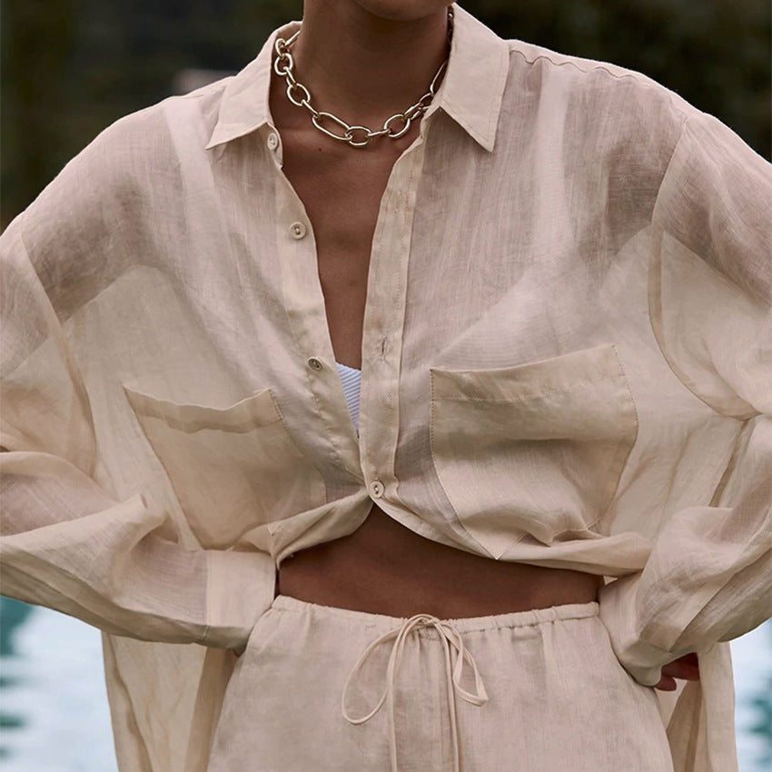 2023 Summer Cotton-Linen Two-Piece Women's Set