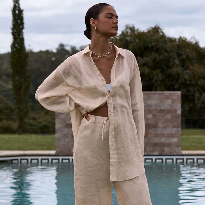 2023 Summer Cotton-Linen Two-Piece Women's Set